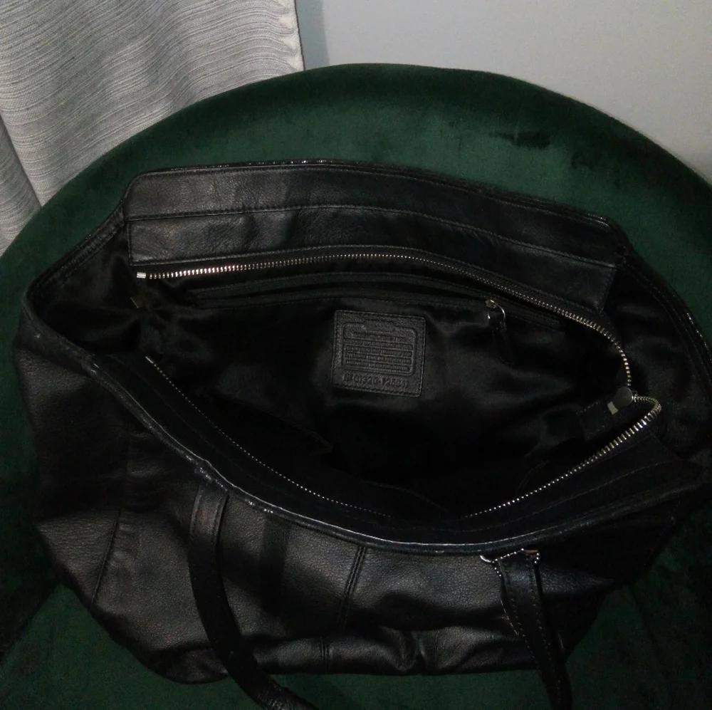 Coach Taylor Leather North South Tote with Sequin-Style Accents in Black #F25941